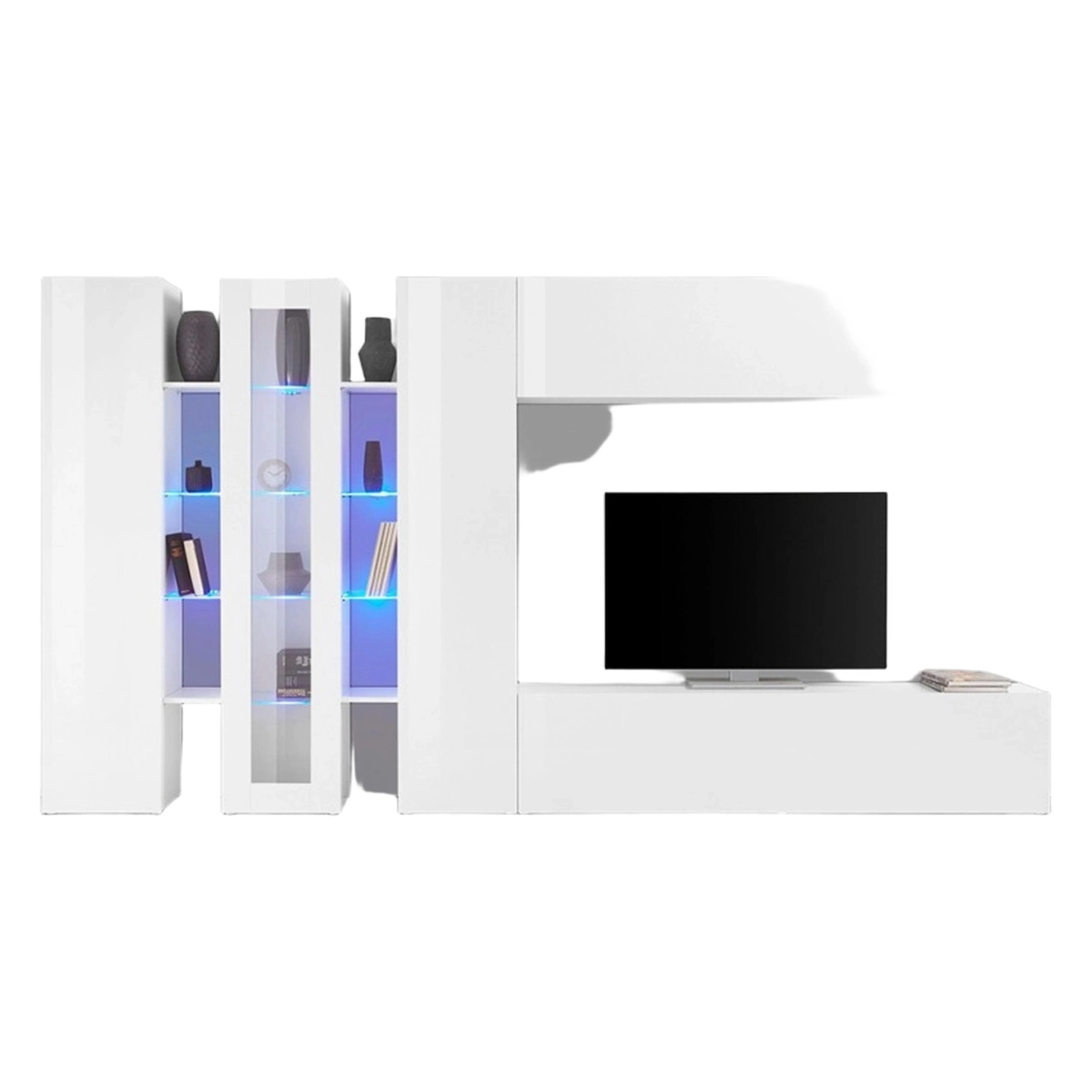 Glossy white living room wall unit TV stand showcase Joy Wide — 7