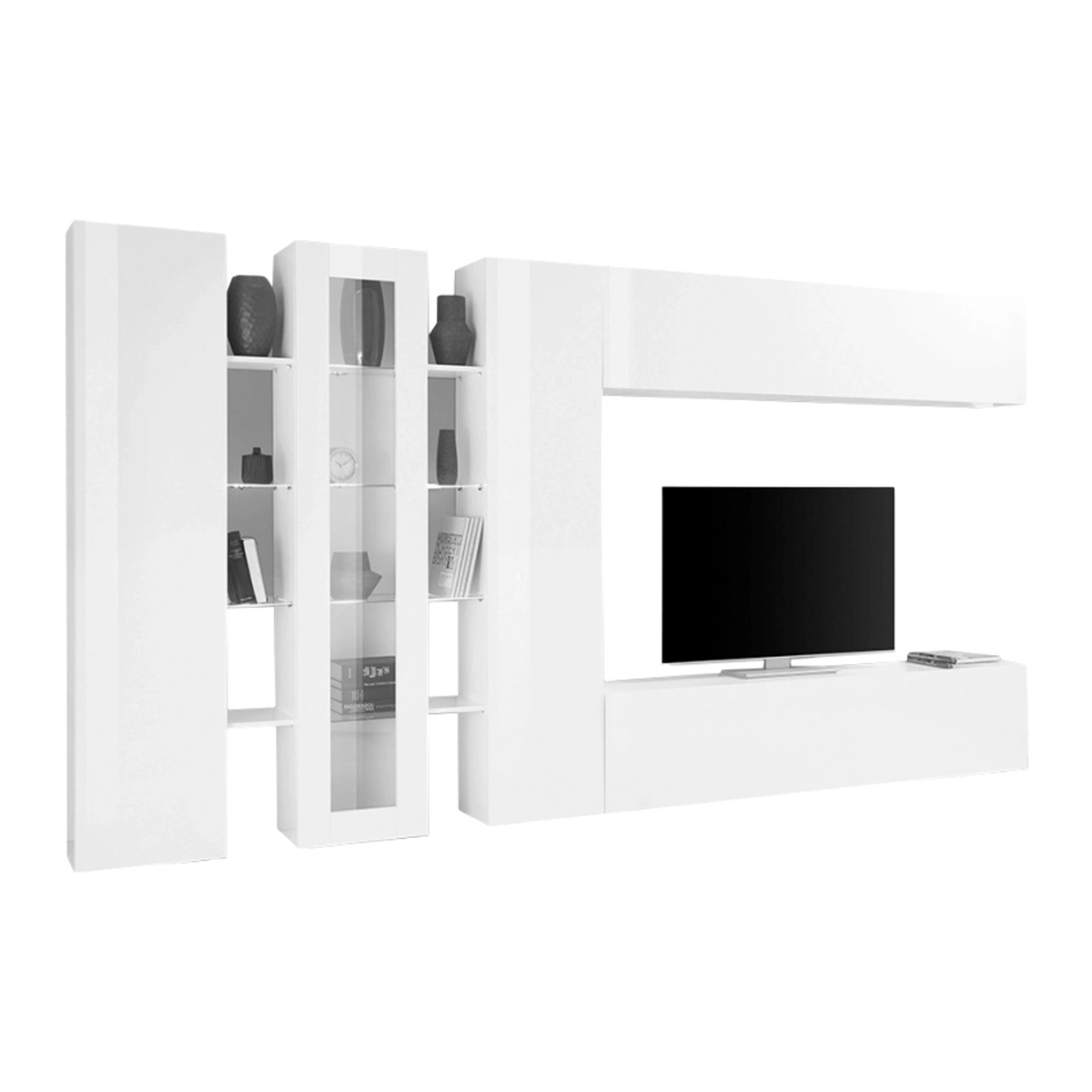 Glossy white living room wall unit TV stand showcase Joy Wide — 6