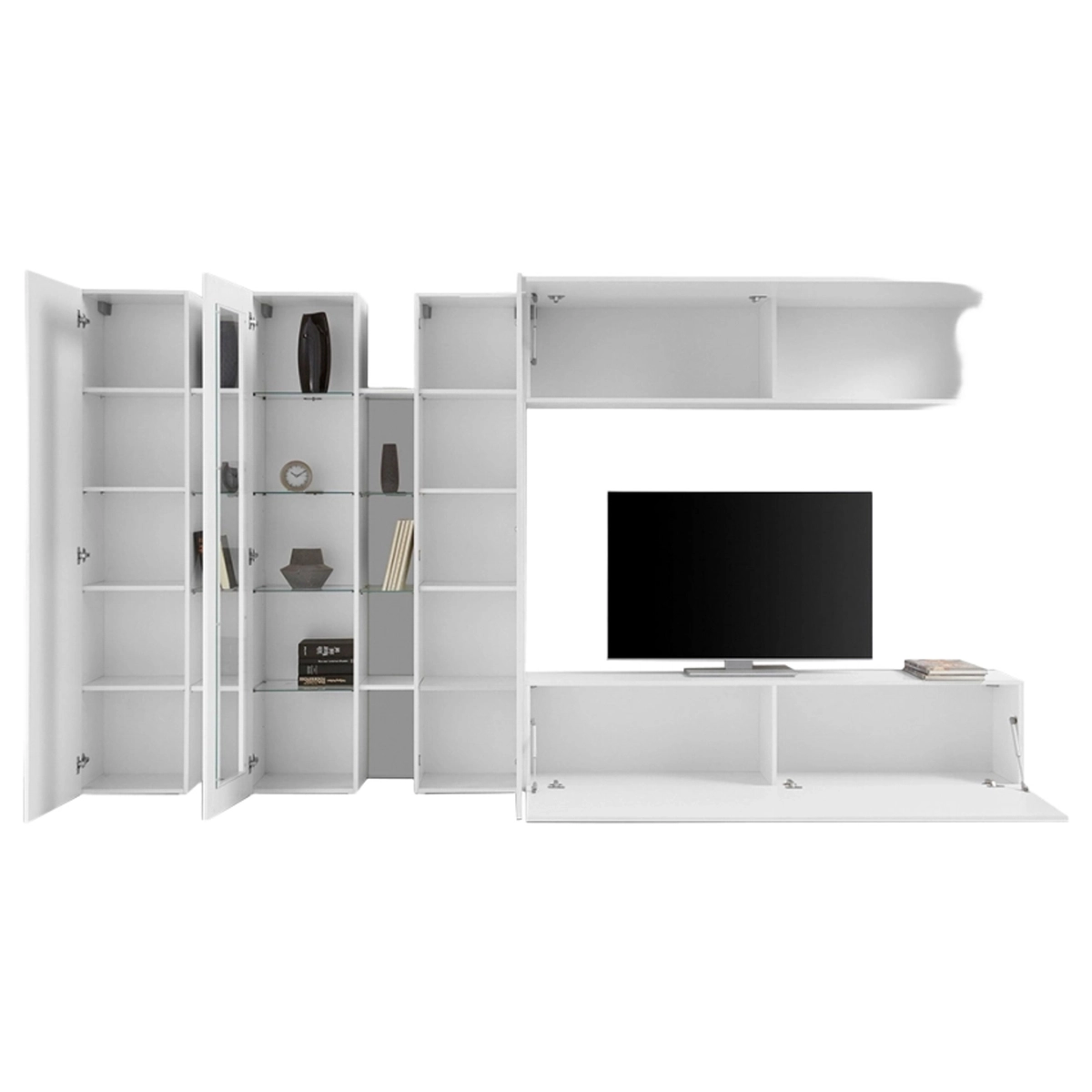 Glossy white living room wall unit TV stand showcase Joy Wide — 1