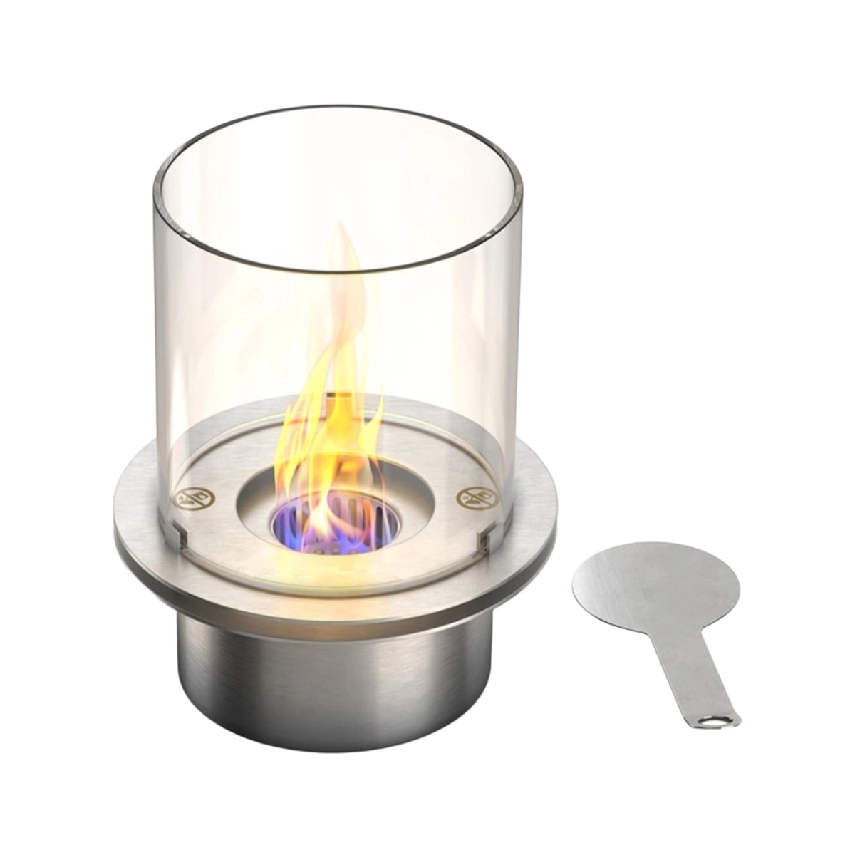 Divina Fire Round Stainless Steel Bioethanol Fireplace with Glass — 1