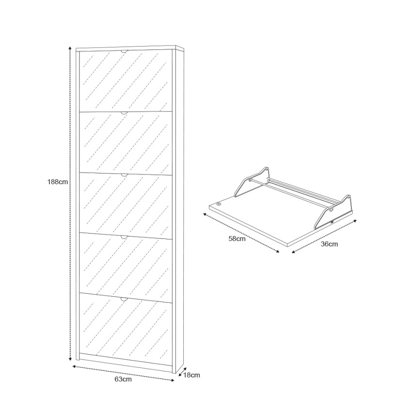 Modern 5 Mirrored Door Slim Shoe Cabinet Sarmog Darcy — 4