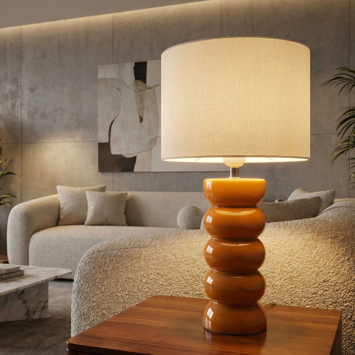Ceramic table lamp with lampshade Torr — 2