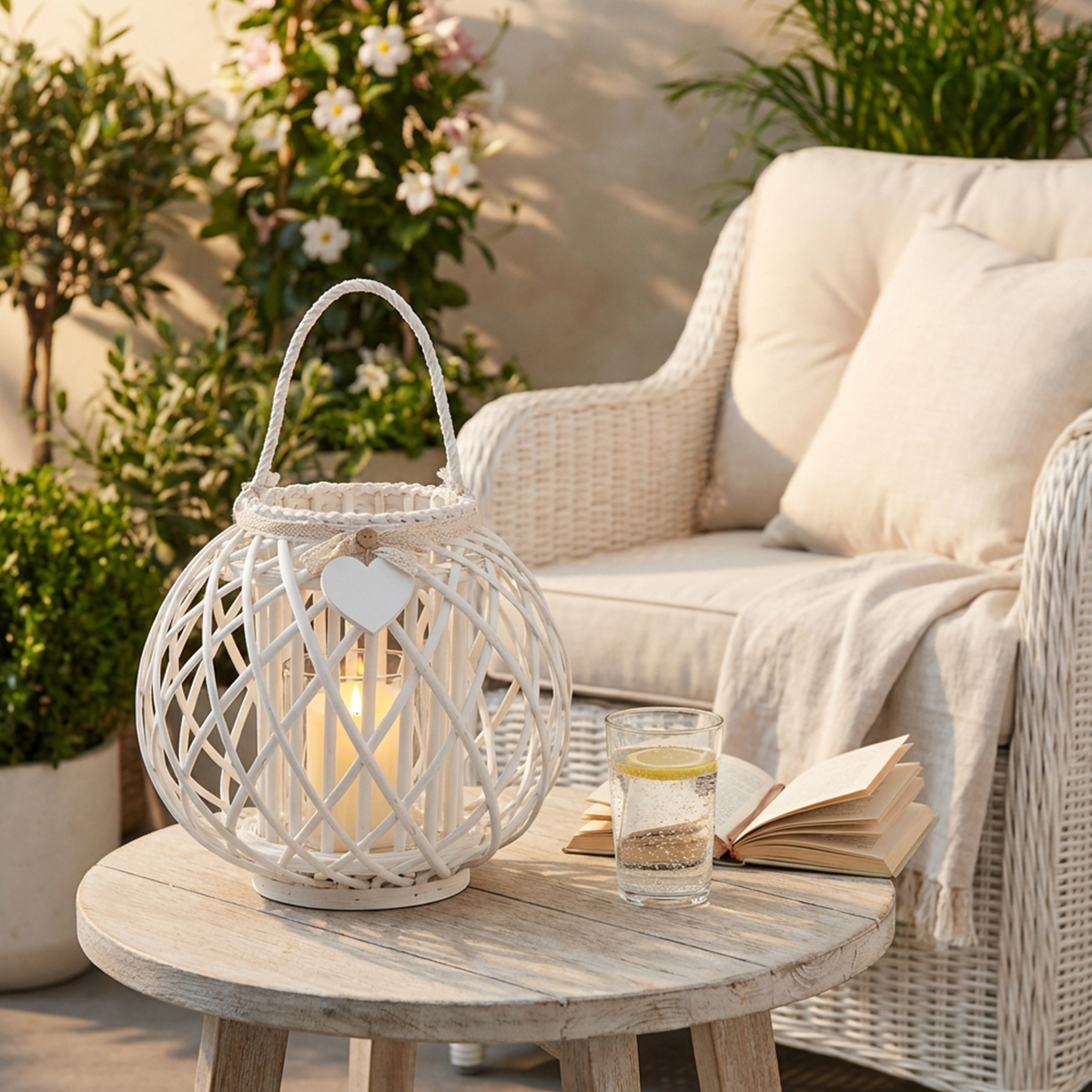 Lorelie Cosma Wicker and Glass Table Lantern — 3