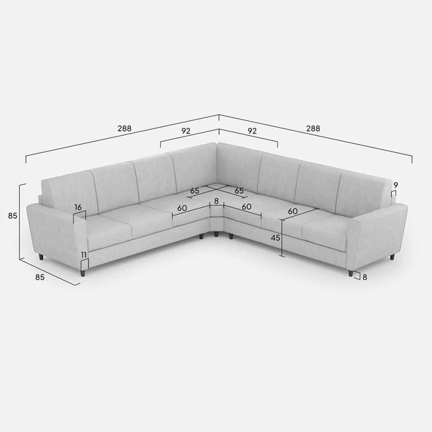 Large 7 seater modern corner sofa in fabric 288x288 cm Yasel — 9