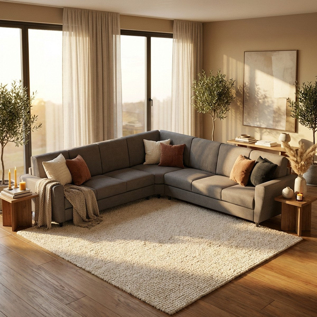 Large 7 seater modern corner sofa in fabric 288x288 cm Yasel — 2
