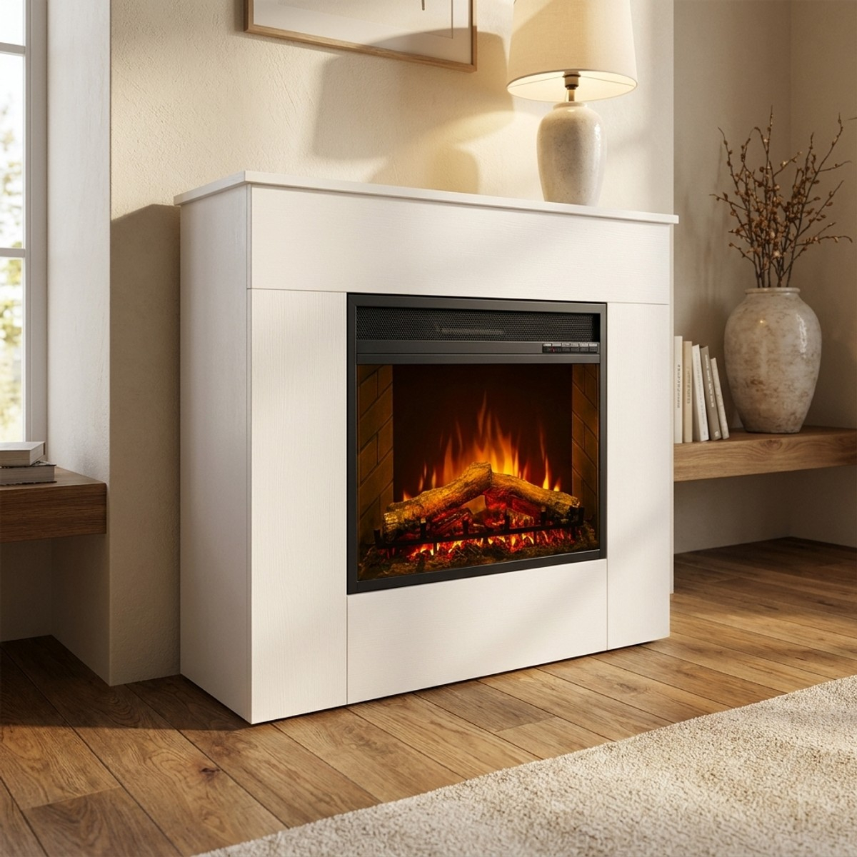 Freestanding electric fireplace Made in Italy Michelangelo — 2