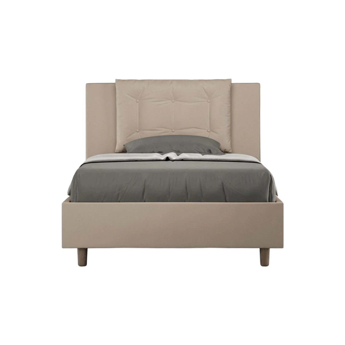 Small Double Bed 120x190 with Storage Faux Leather Annalisa P — 1