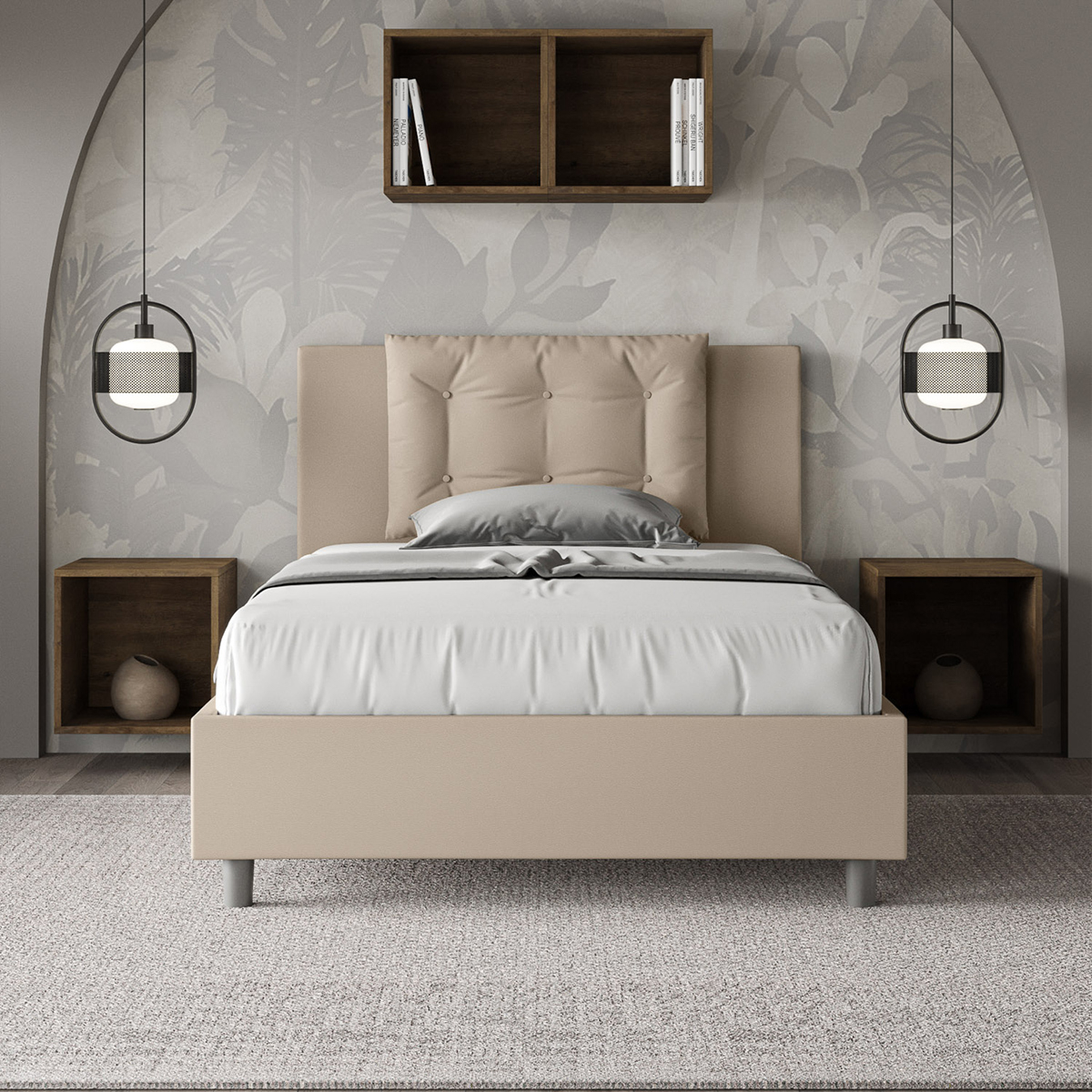Small Double Bed 120x190 with Storage Faux Leather Annalisa P — 4
