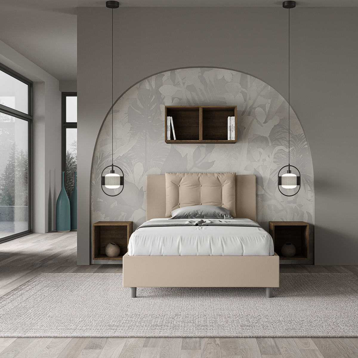 Small Double Bed 120x190 with Storage Faux Leather Annalisa P — 3