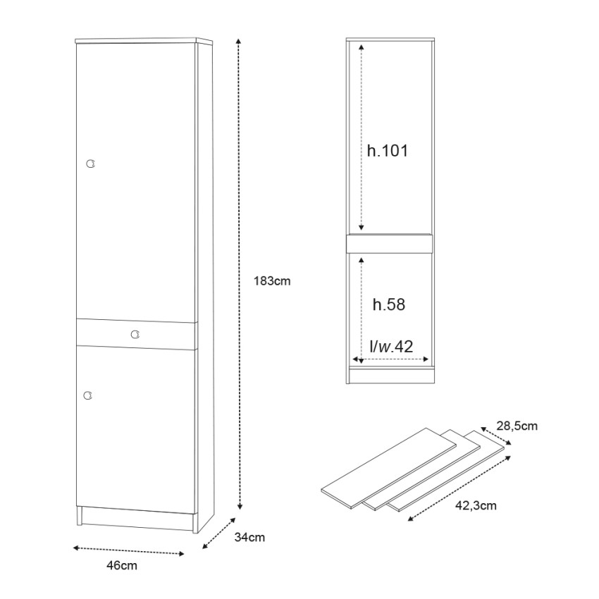 Tall 2-Door Multipurpose Storage Cabinet with Drawer Half Sarmog 452k — 5