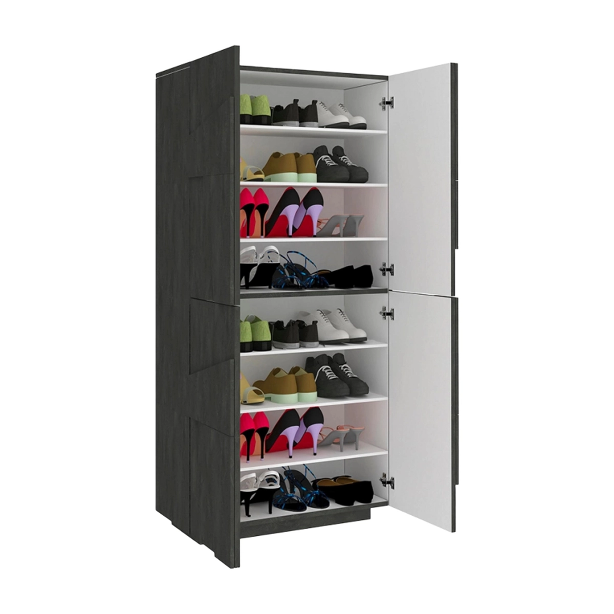 White shoe cabinet wardrobe with 4 doors 8 compartments Ping Dress Ardesia — 5
