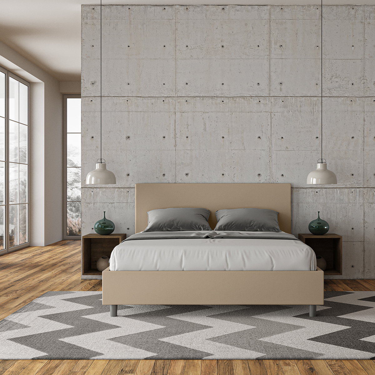 Adele M1 Double Bed 160x200 with Faux Leather Storage — 3