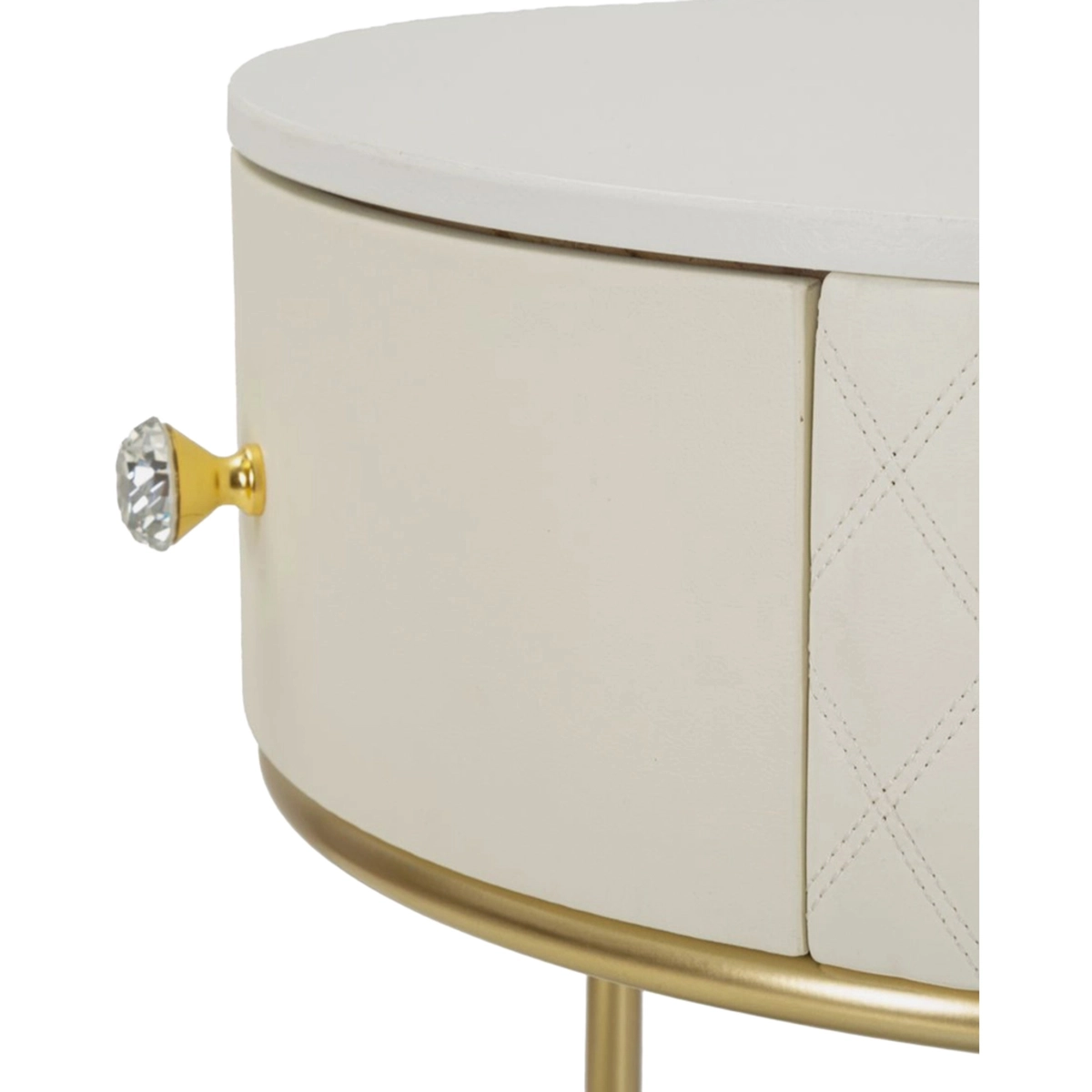 Sharon Round Vanity Nightstand with Ottoman and Drawer Mauro Ferretti — 7