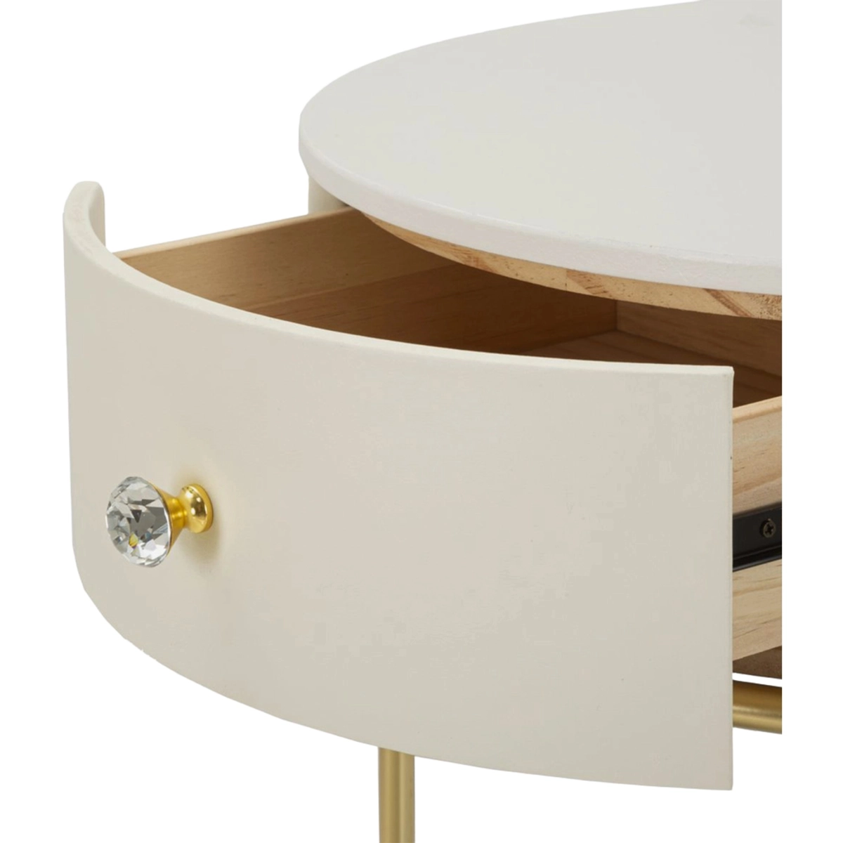Sharon Round Vanity Nightstand with Ottoman and Drawer Mauro Ferretti — 6