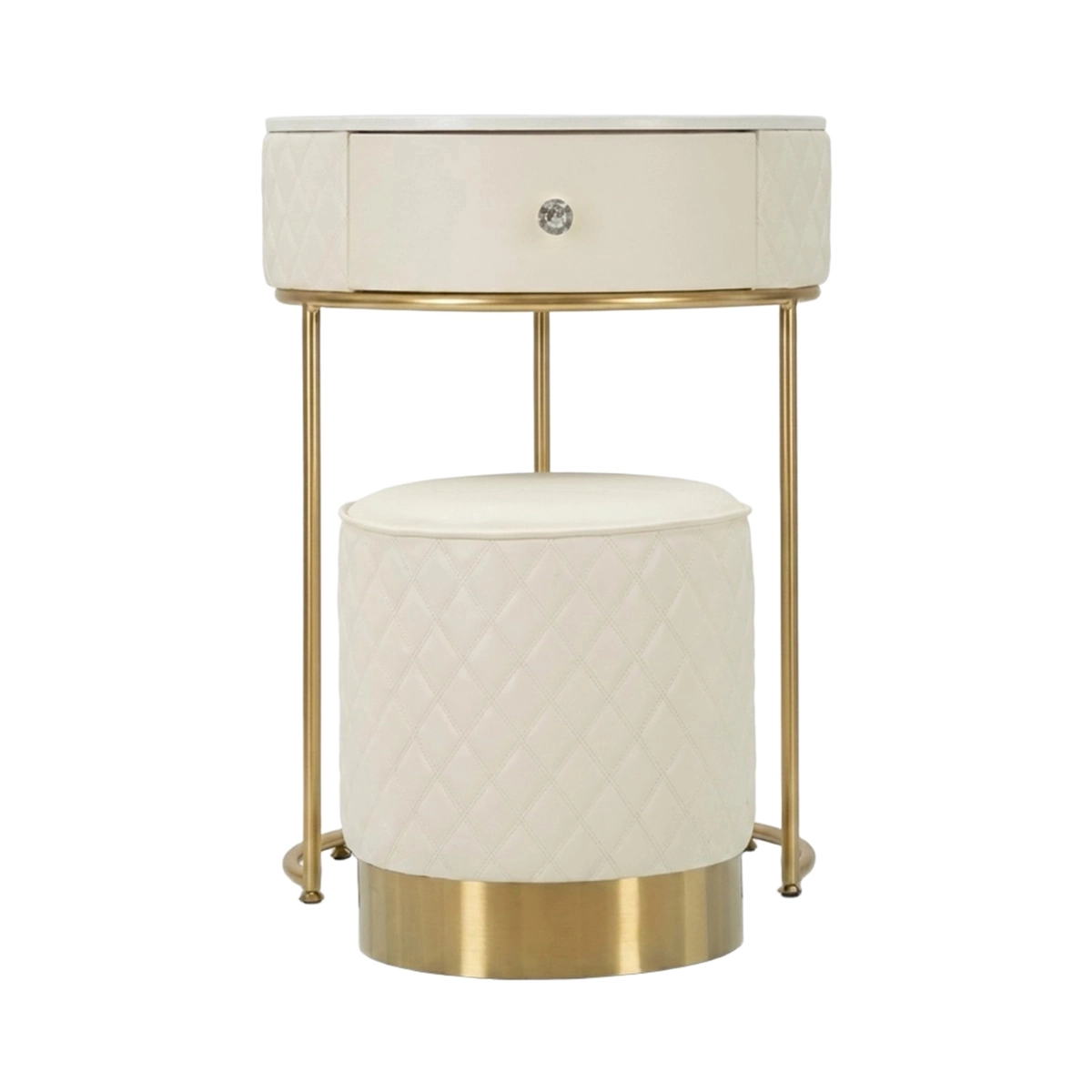 Sharon Round Vanity Nightstand with Ottoman and Drawer Mauro Ferretti — 5