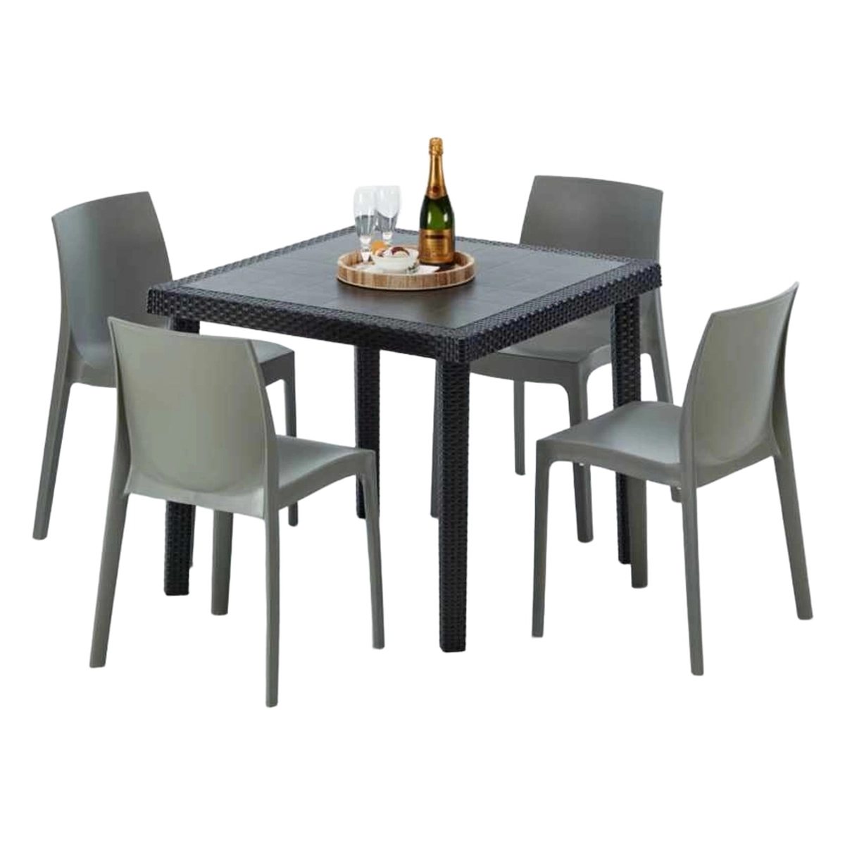 Square Table Tavolino Quadrato 90x90 cm and 4 Chairs Rome Passion — 1