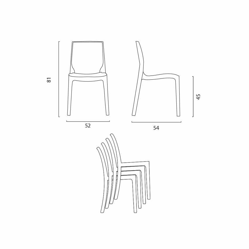 Square Table Tavolino Quadrato 90x90 cm and 4 Chairs Rome Passion — 6