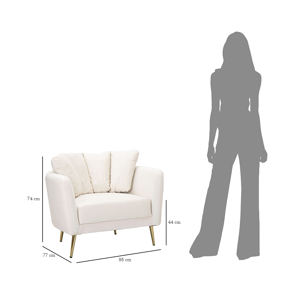 Kiev Upholstered Living Room Armchair with Gold Metal Legs — 10