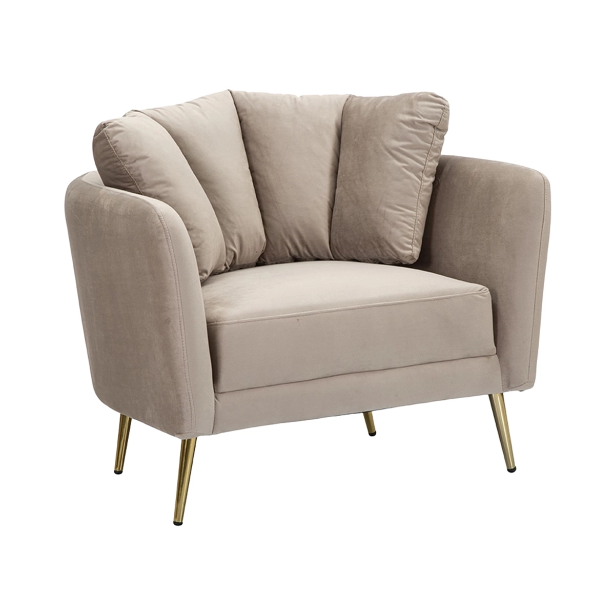Kiev Upholstered Living Room Armchair with Gold Metal Legs — 1