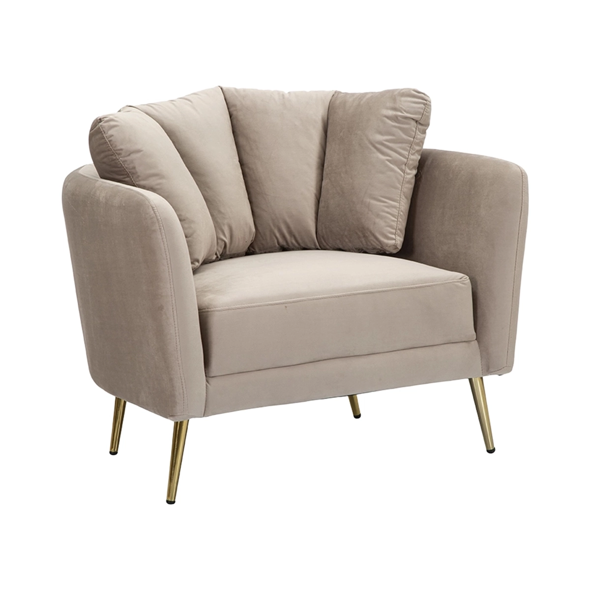 Kiev Upholstered Living Room Armchair with Gold Metal Legs — 3