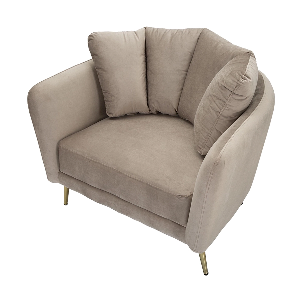 Kiev Upholstered Living Room Armchair with Gold Metal Legs — 6