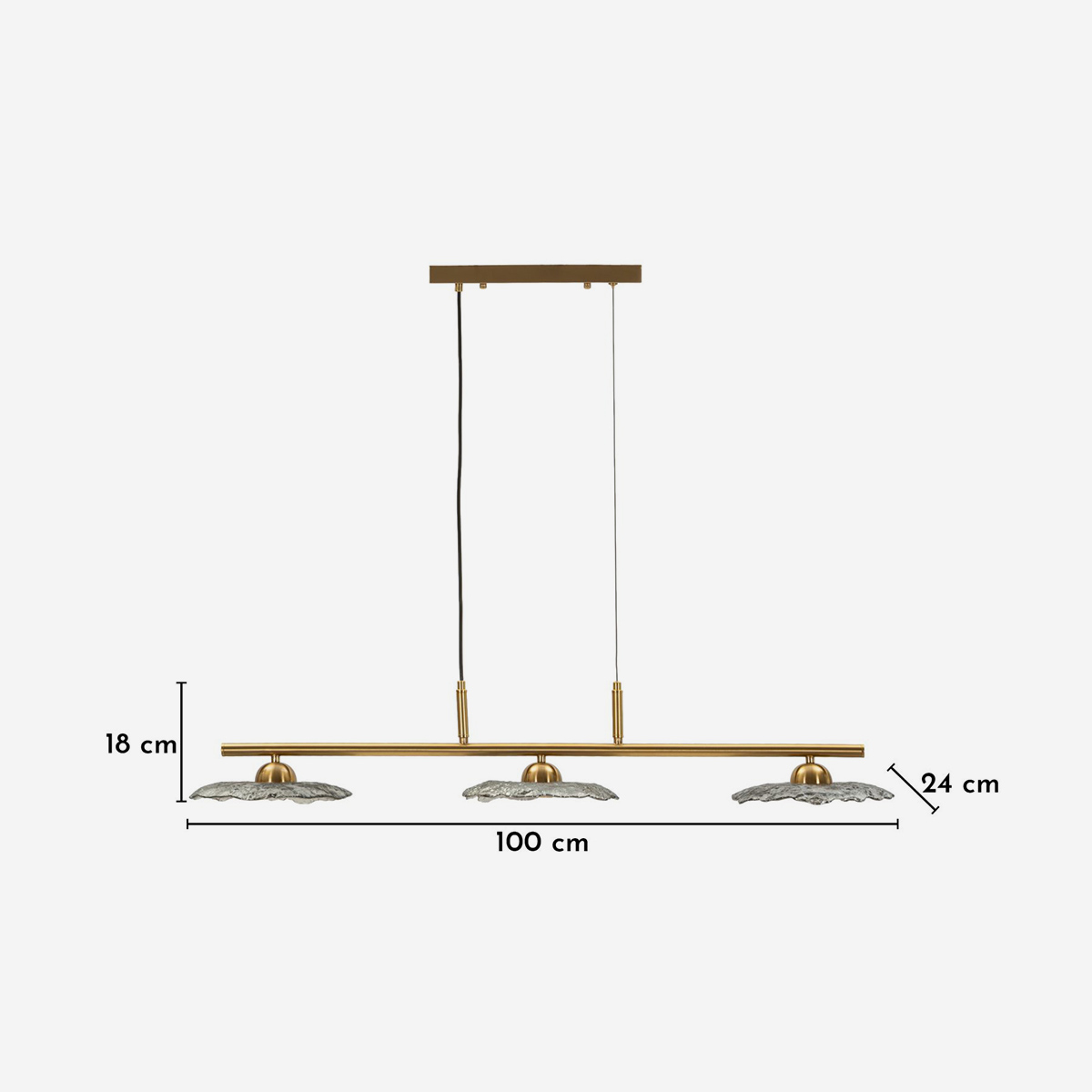 Emily 3-light pendant lamp in metal and Vetro — 4