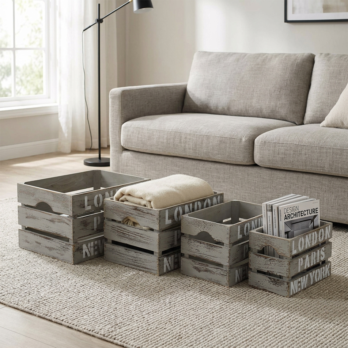 Nicole Set of 4 Wooden Storage Crates Decorative Boxes — 3