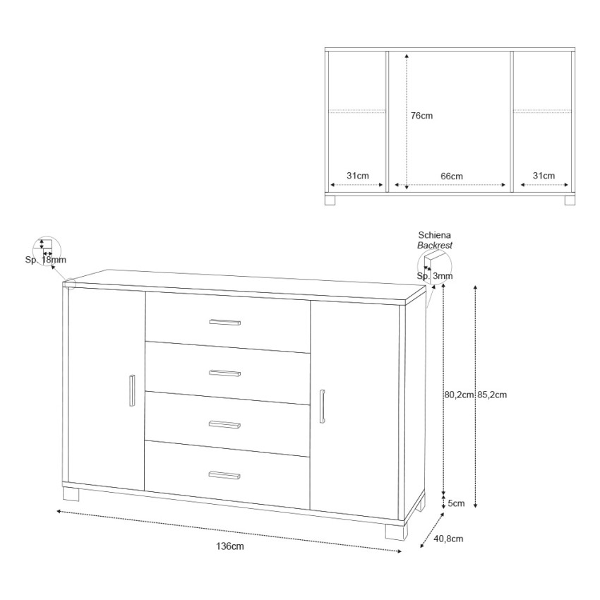 Sideboard buffet 2 doors 4 drawers TV stand Talia Sarmog 775k — 7