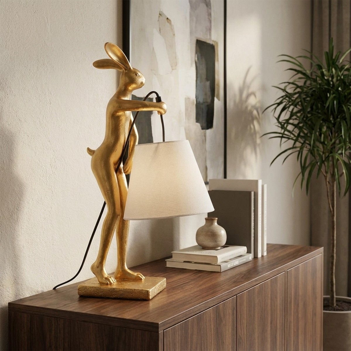 Rabbit Decorative Table Lamp with Fabric Lampshade — 2