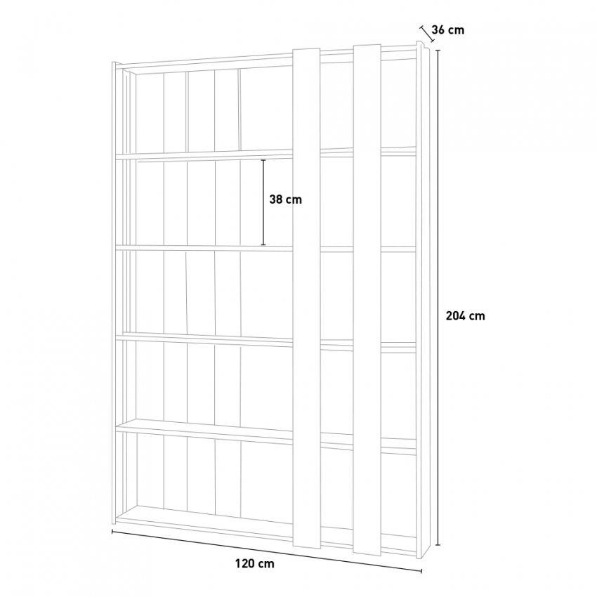 Kato E Small Wood Modern 5-Shelf Wooden Wall Bookcase — 3
