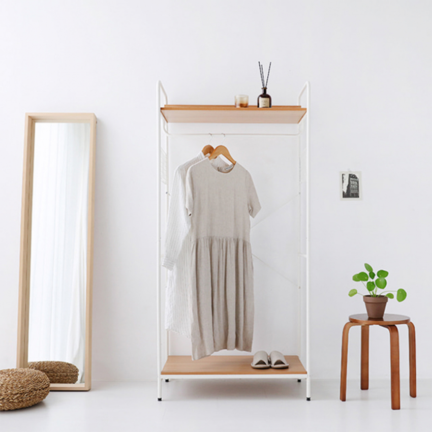 Open Wardrobe Coat Rack in White Metal for Bedroom Otto Light — 4