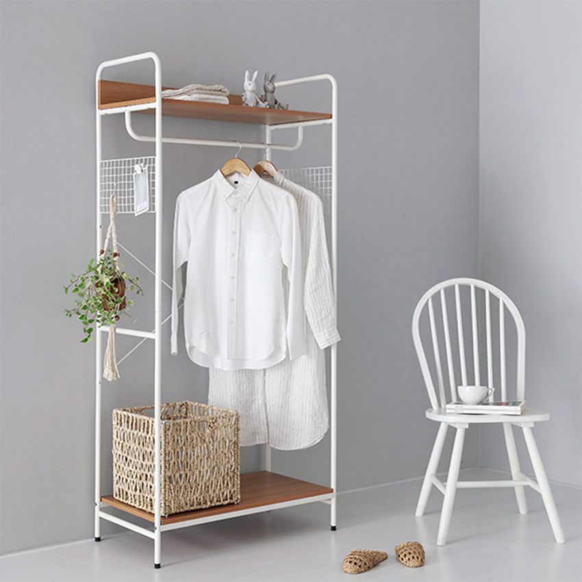 Open Wardrobe Coat Rack in White Metal for Bedroom Otto Light — 3