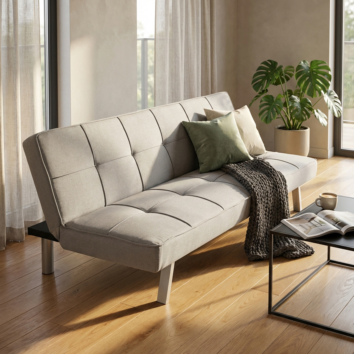 Aaron Modern 3 Seater Fabric Sofa Bed — 3