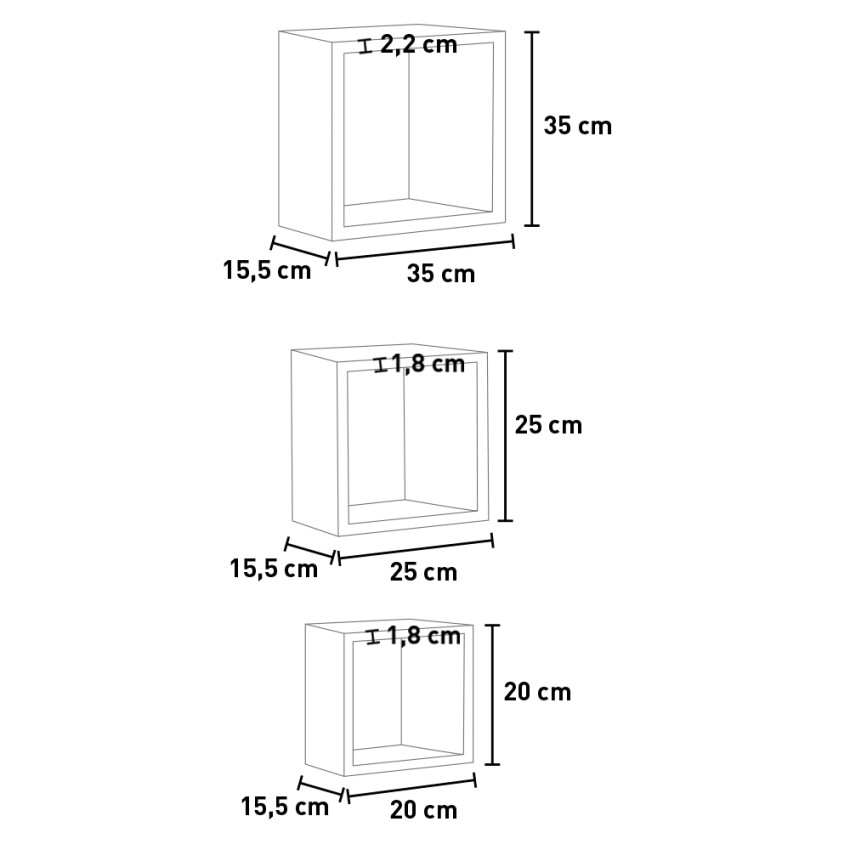 Rubic Modern Square Floating Cube Shelves Set of 3 — 4