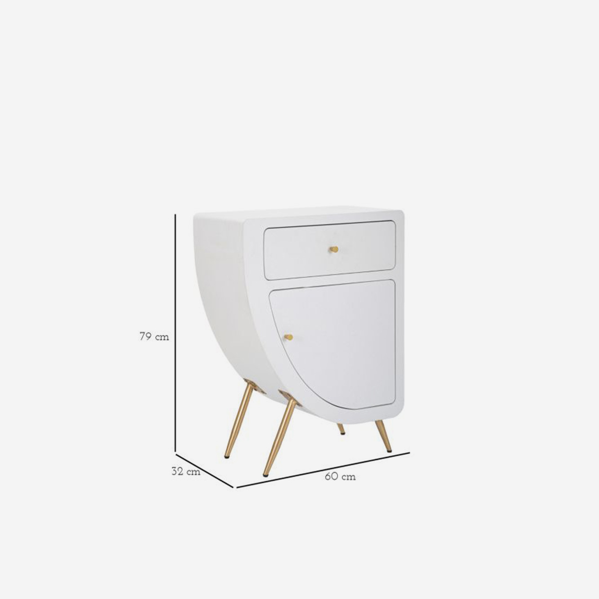Venus Tall Bedside Table in MDF and Metal with Drawer — 4