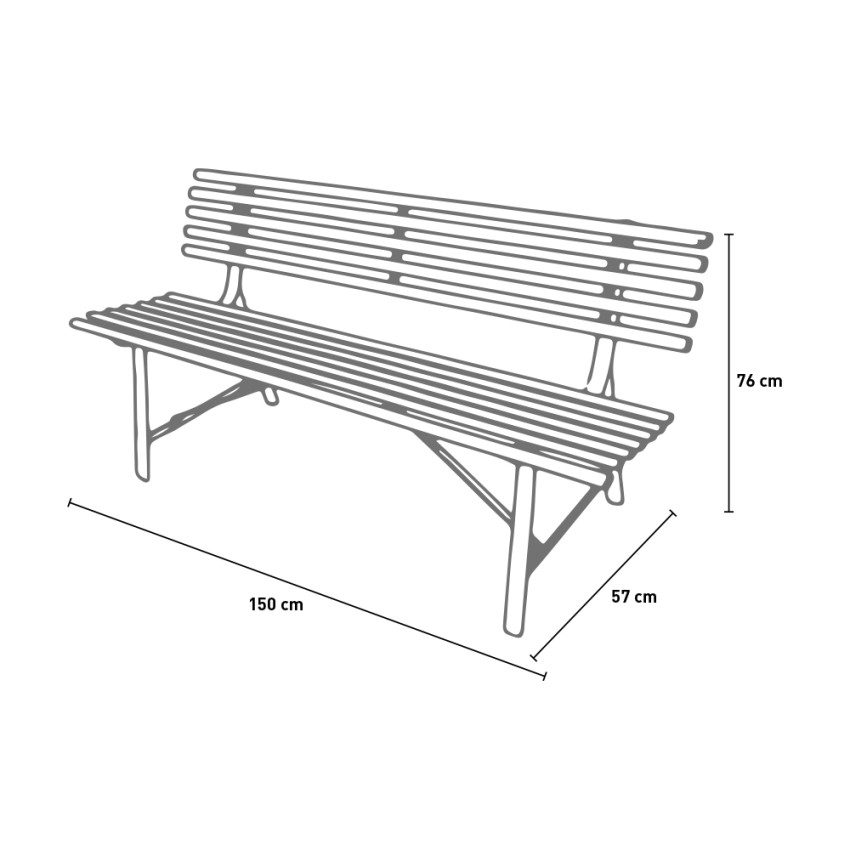 Classic 3-Seater Iron Garden Bench 150x57cm Kedels Iven — 4