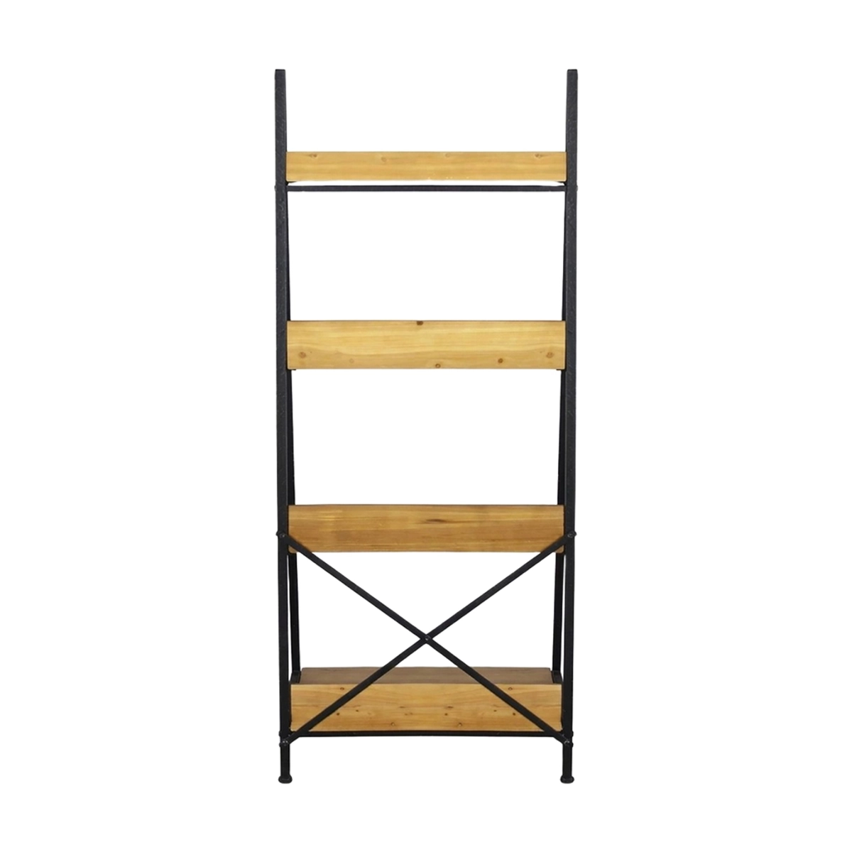 Industrial Ladder Bookcase Shelf Iron and Wood 4 Tiers Basil Cosma — 5