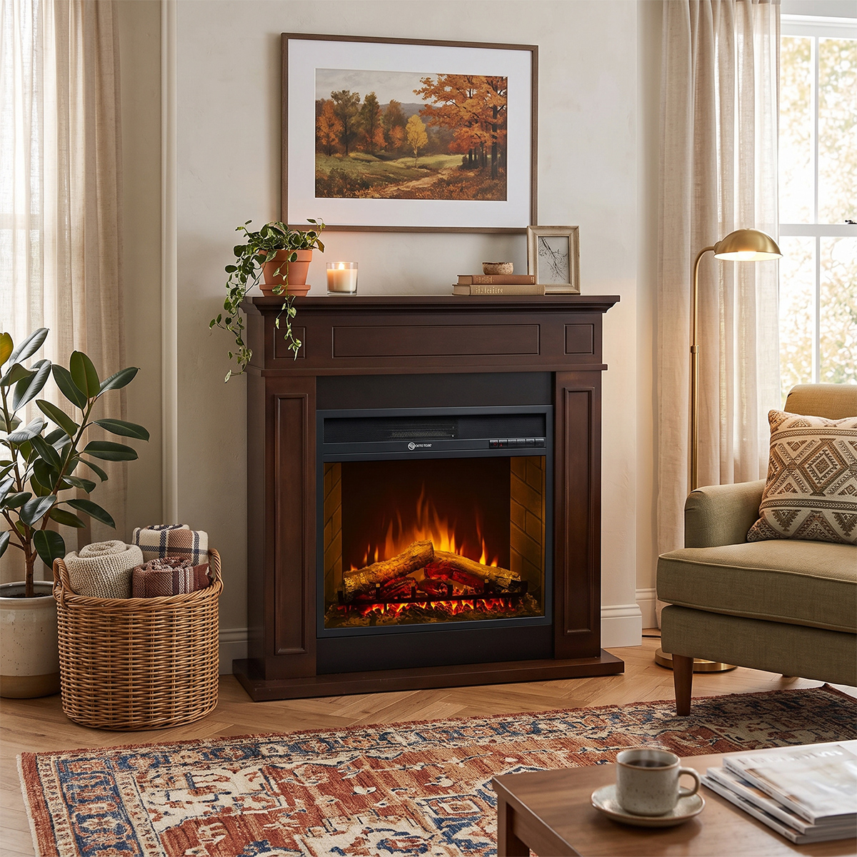Freestanding electric fireplace with realistic flame Jefferson — 2