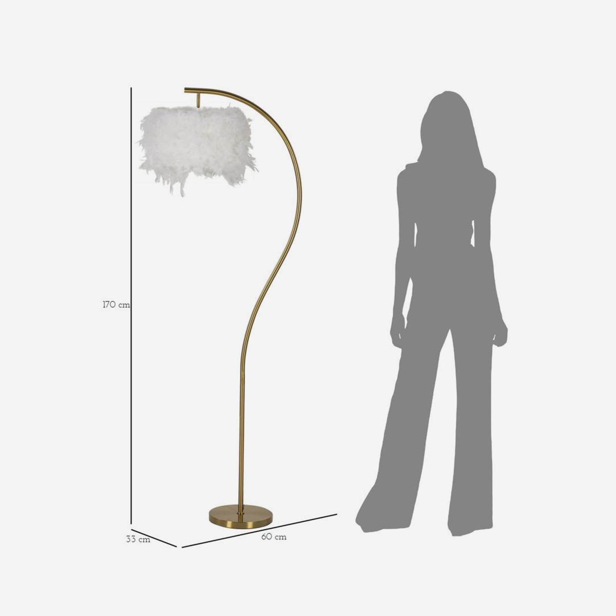 Semi Arc Arched Floor Lamp in Metallo with Feathers — 5