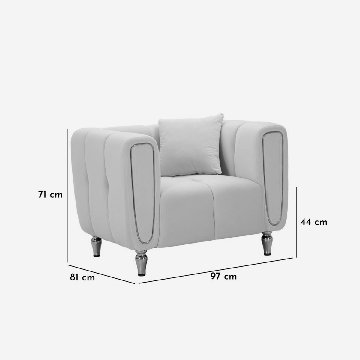 Alma Mauro Ferretti Velvet Upholstered Armchair with Cushion — 8