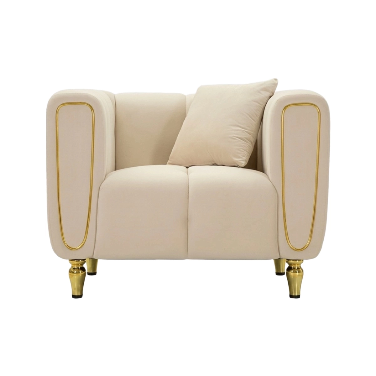 Alma Mauro Ferretti Velvet Upholstered Armchair with Cushion — 3