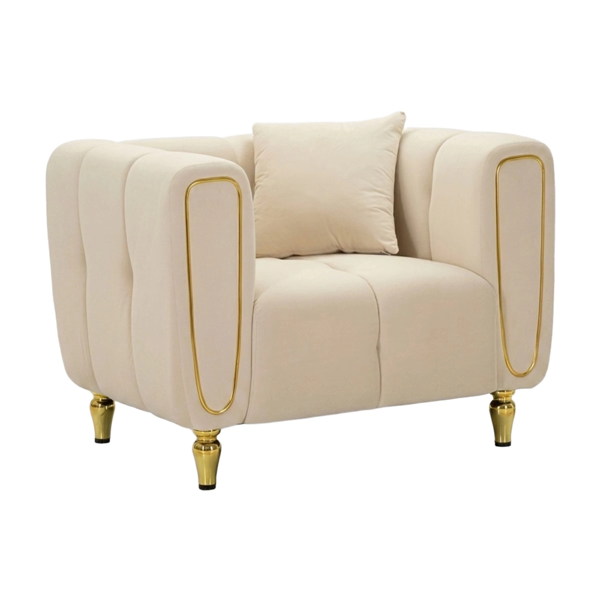 Alma Mauro Ferretti Velvet Upholstered Armchair with Cushion — 1