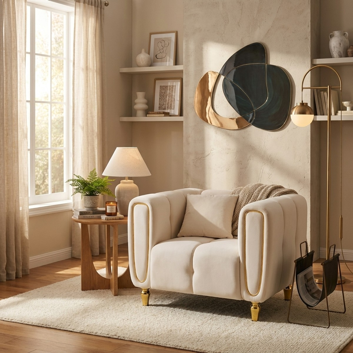 Alma Mauro Ferretti Velvet Upholstered Armchair with Cushion — 2