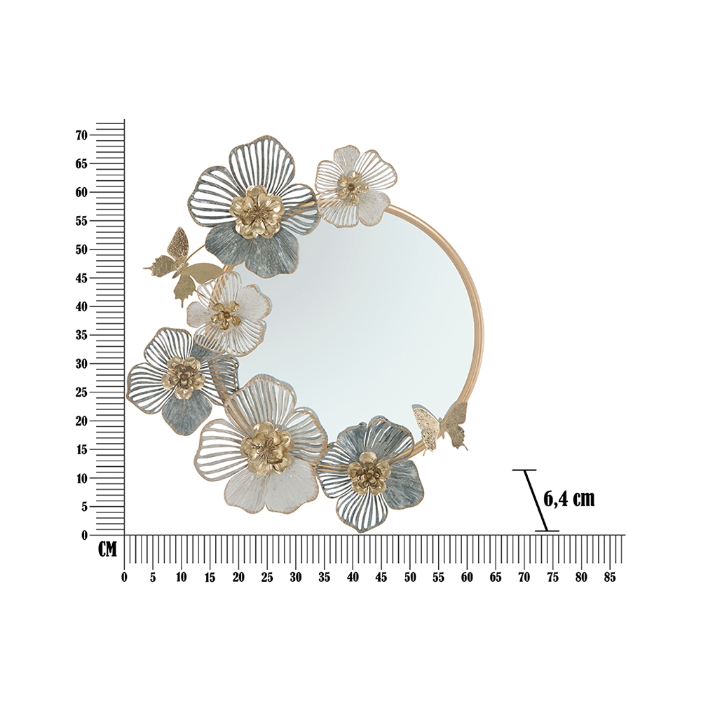 Amy round wall mirror with 3D floral accents Mauro Ferretti — 6