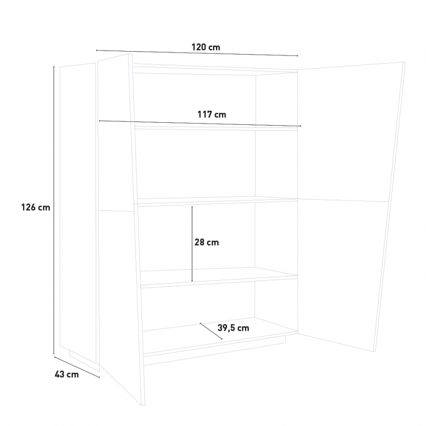 Vega Home Sideboard for Living Room or Kitchen 120cm with 2 Doors and 4 Shelves in Glossy White — 5