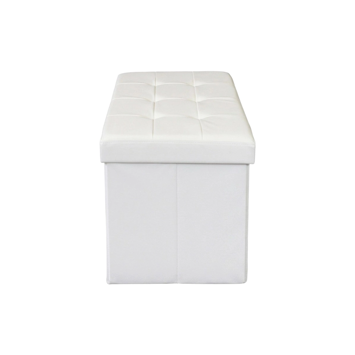 Rectangular Faux Leather Storage Ottoman Pouf 76x38x38 cm — 3