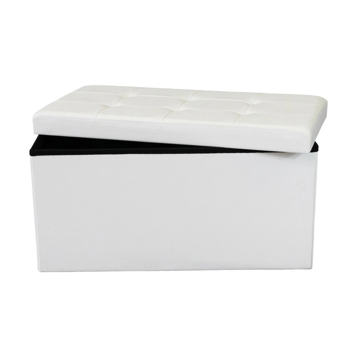 Rectangular Faux Leather Storage Ottoman Pouf 76x38x38 cm — 1