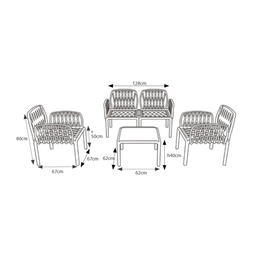 Portofino Grand Soleil Garden Lounge Set with 2-Seater Sofa, 2 Armchairs & Table — 4