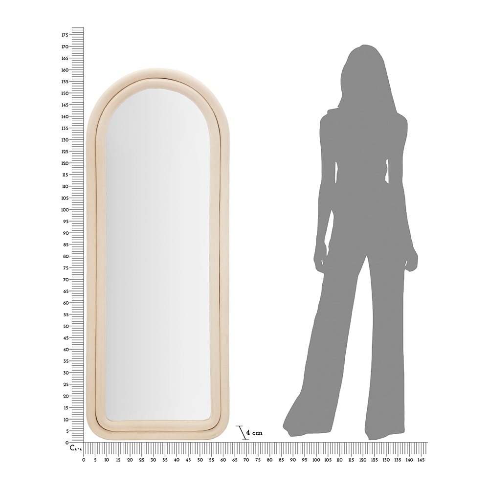 Arched floor or wall mirror in cream velvet 60x160 cm Cloe — 6
