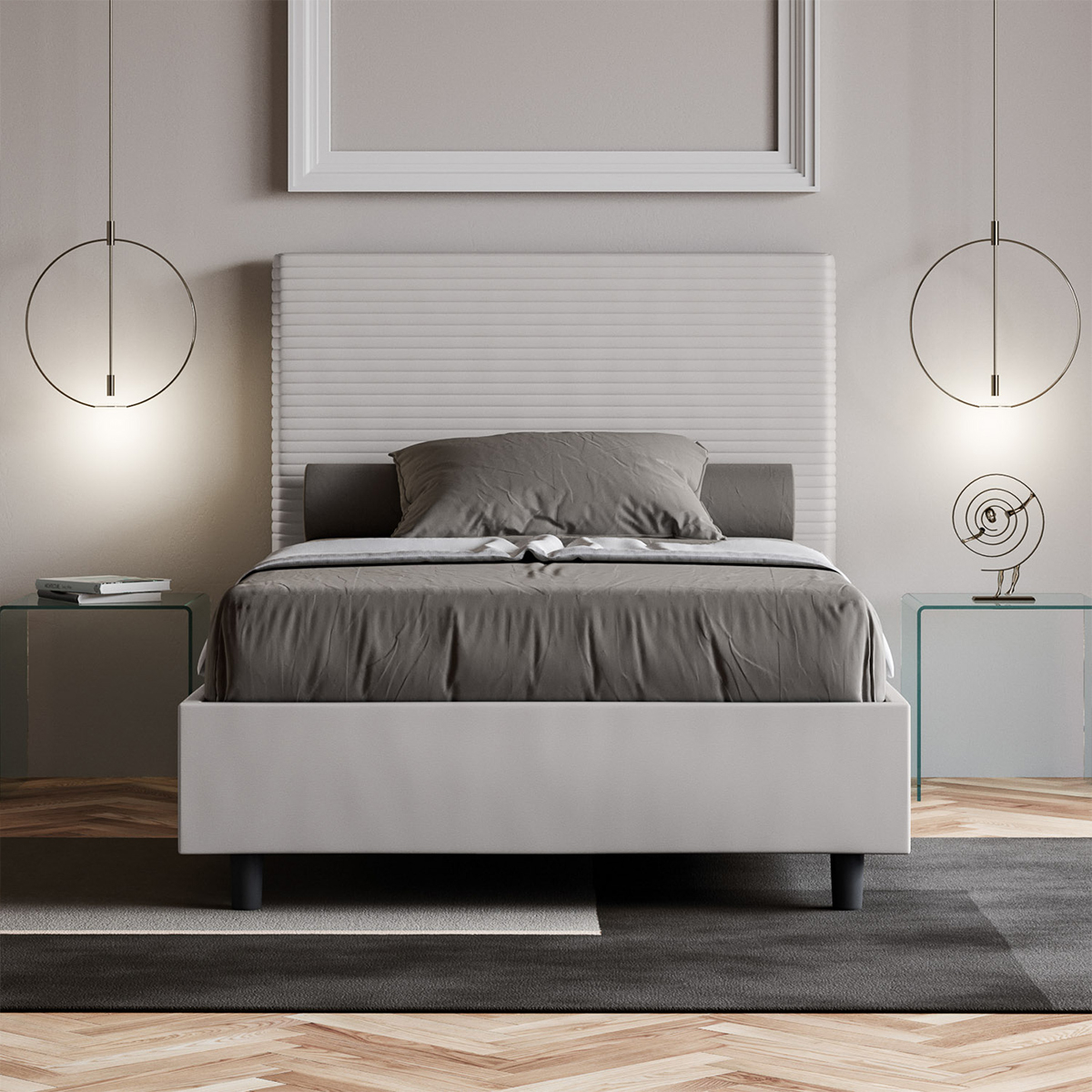 Small double storage bed 120x190 faux leather Focus P — 4
